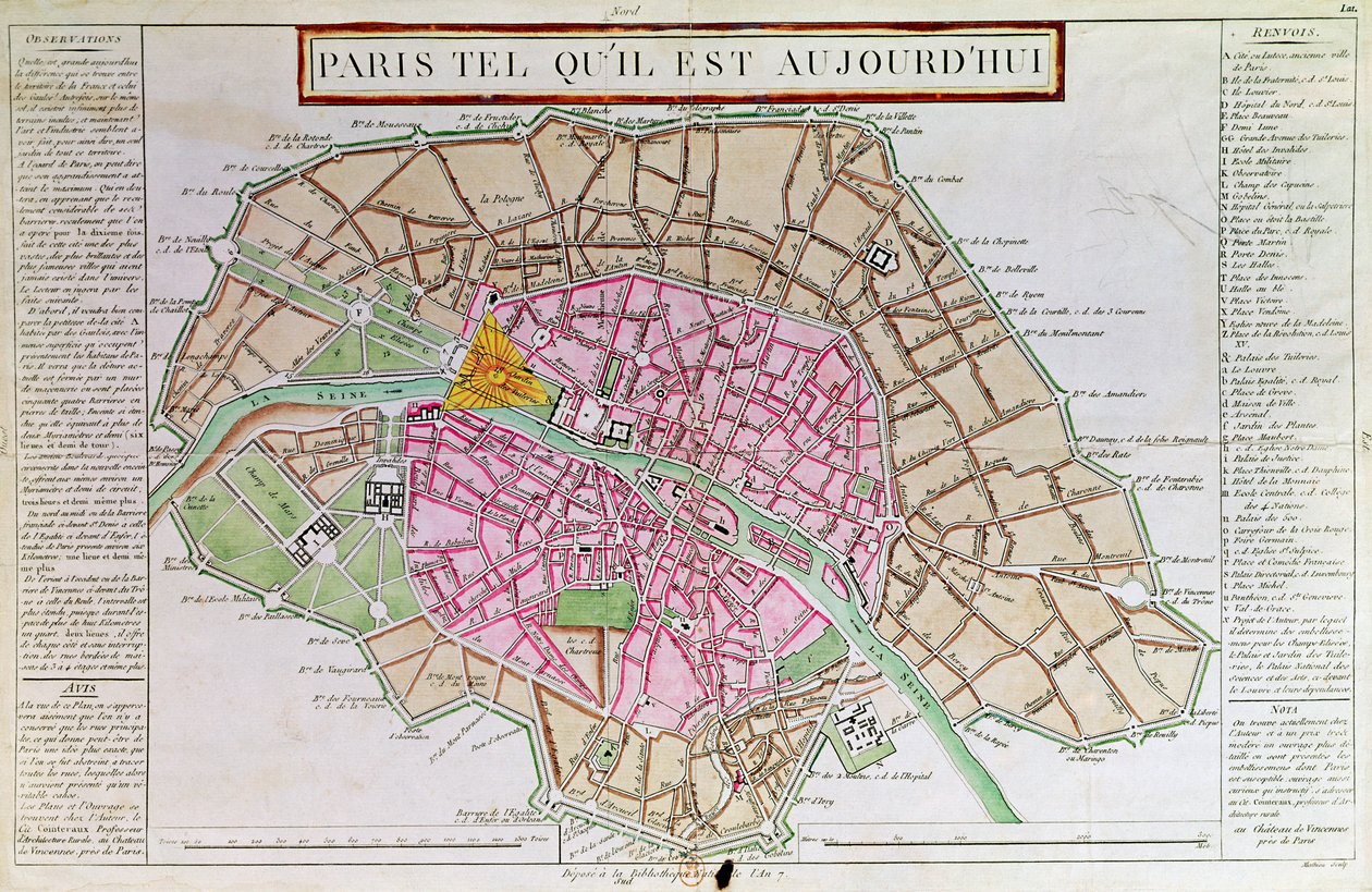 Karte von Paris, Juni 1800 von French School