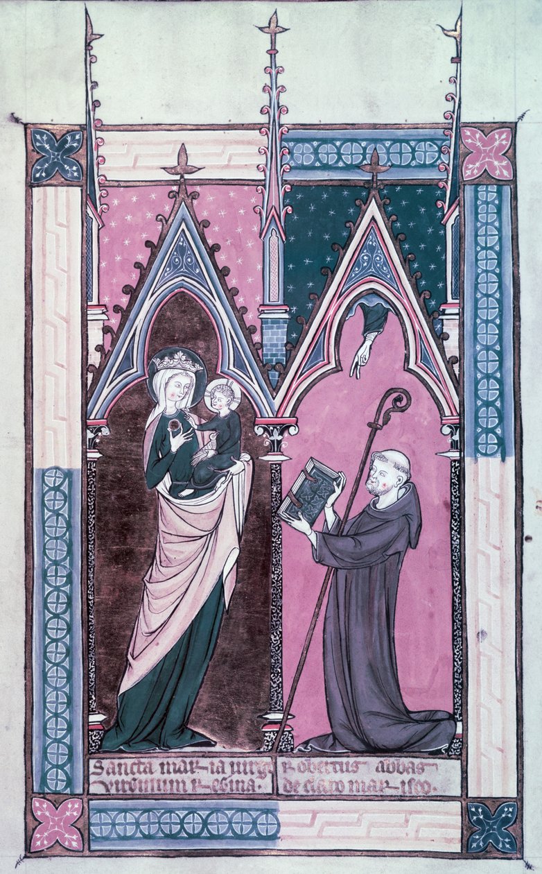 Ms.174 fol.2 Abt Robert von Clairmarais überreicht seine Kopie von 