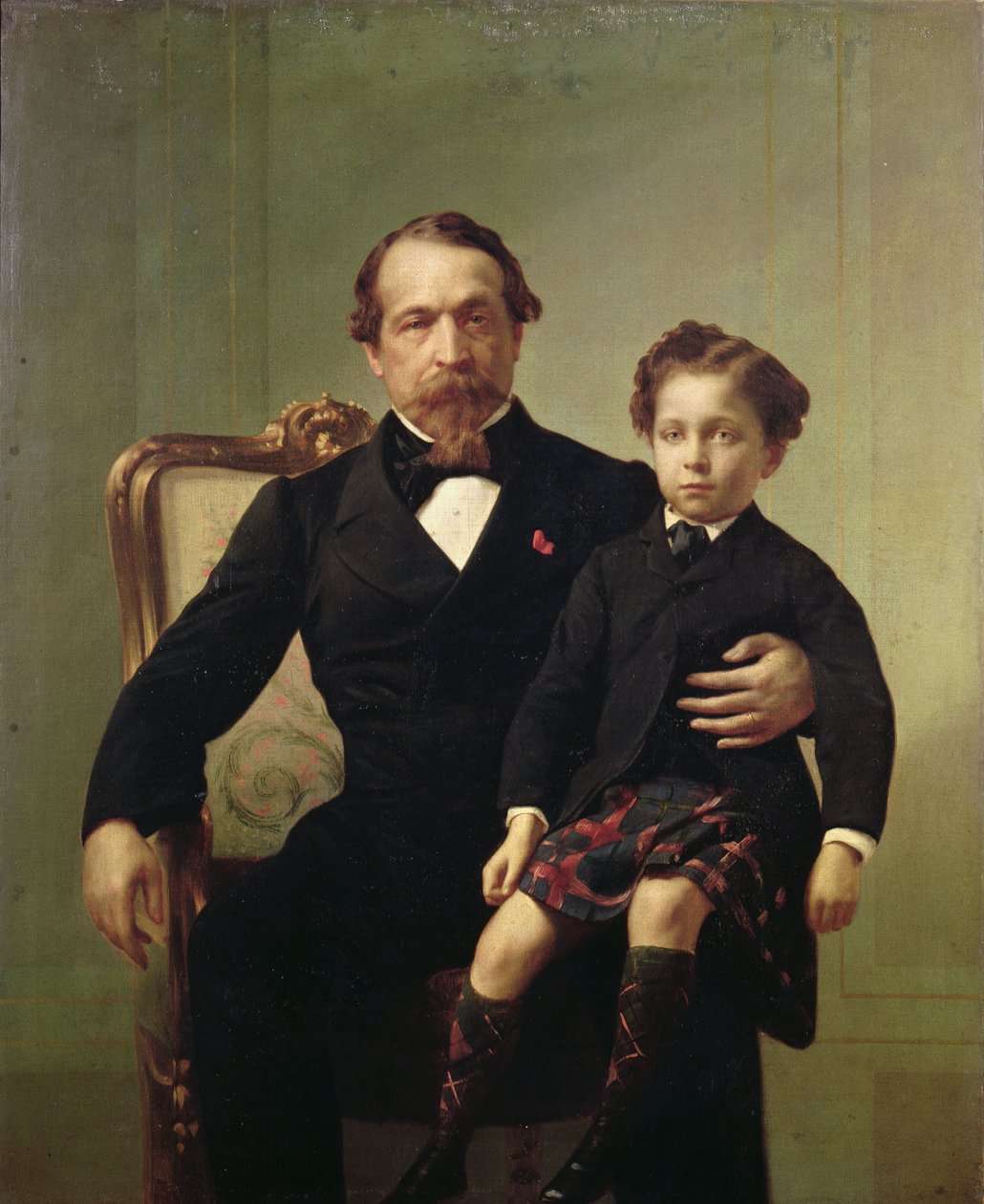 Porträt des Kaisers Louis-Napoleon Bonaparte (1808-73) und seines Sohnes, Prinz Napoleon Eugene Louis Jean Joseph Bonaparte (1856-79) von French School