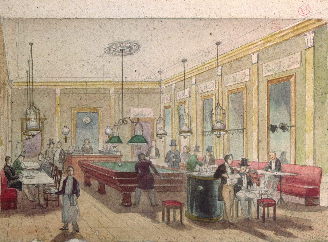 Der Billardraum in einem Café von French School