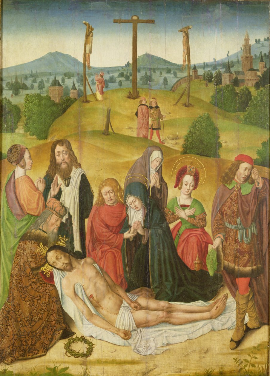 Die Kreuzabnahme, mittleres Panel des Triptychons, spätes 15. - frühes 16. Jahrhundert von French School