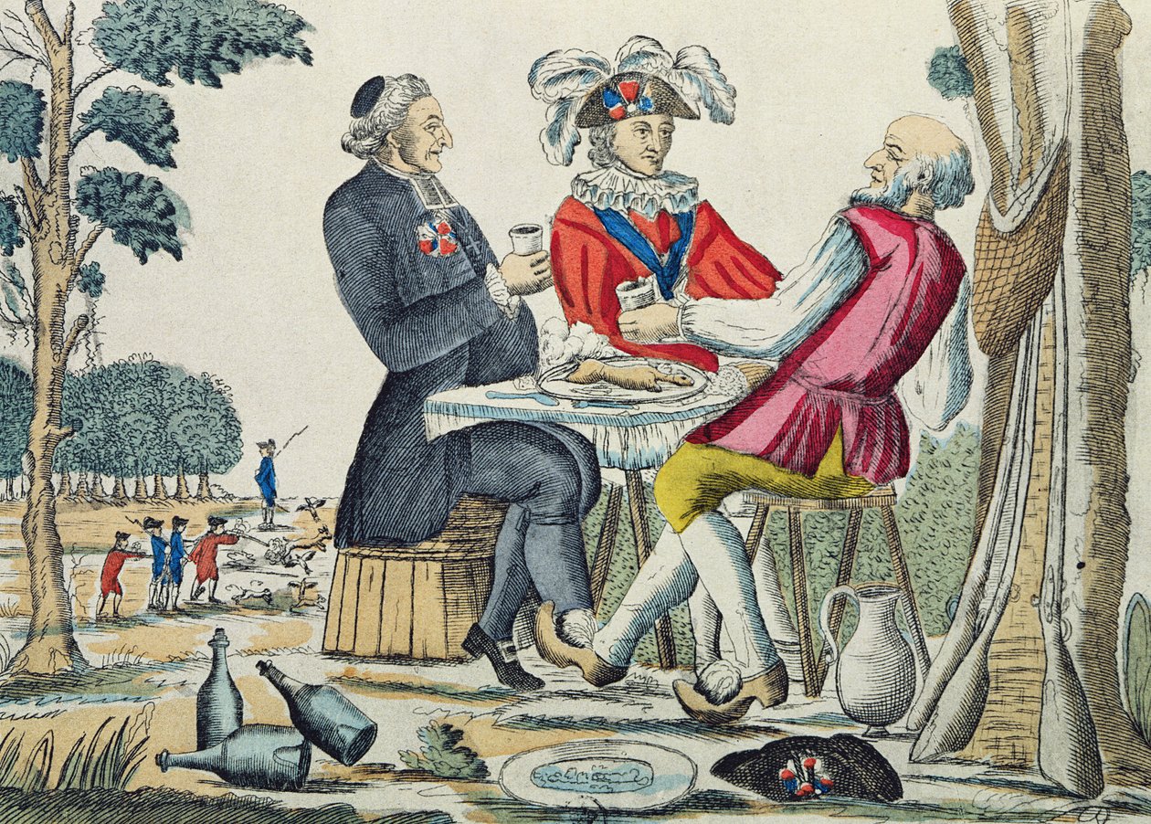 Der patriotische Imbiss, Wiedervereinigung der drei Stände, 4. August 1789 von French School
