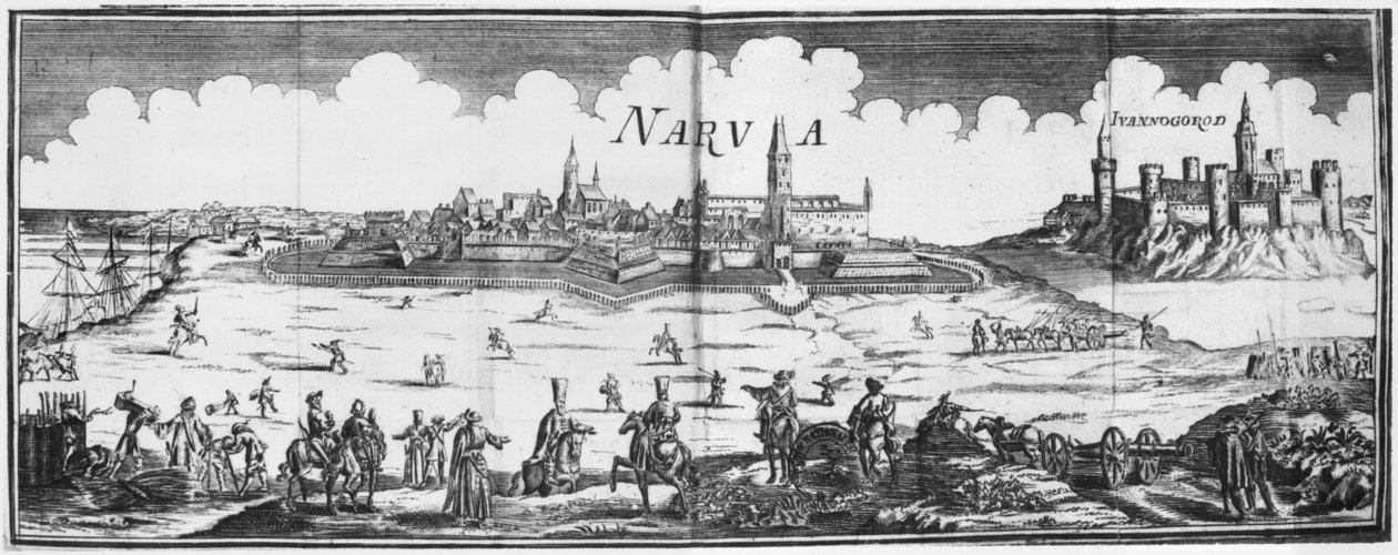 Die russische Armee belagert Narva im Jahr 1700 von French School