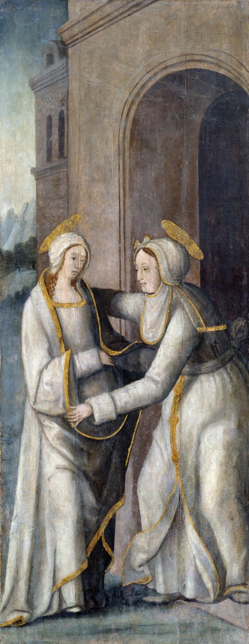 Die Heimsuchung, linkes Panel eines Triptychons von French School