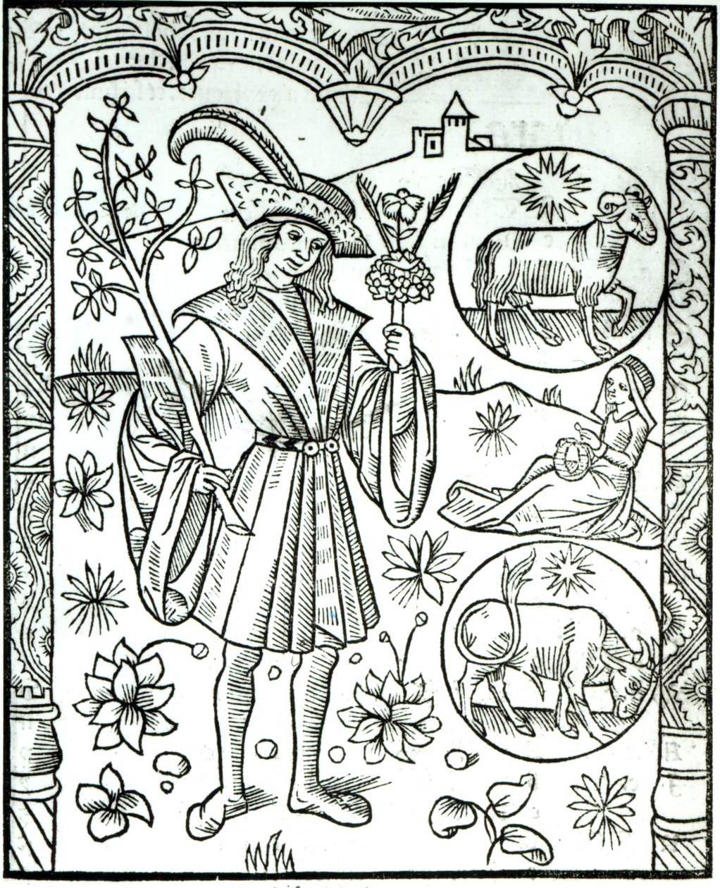 Der Monat April mit seinen astrologischen Sonnenzeichen Widder und Stier von French School