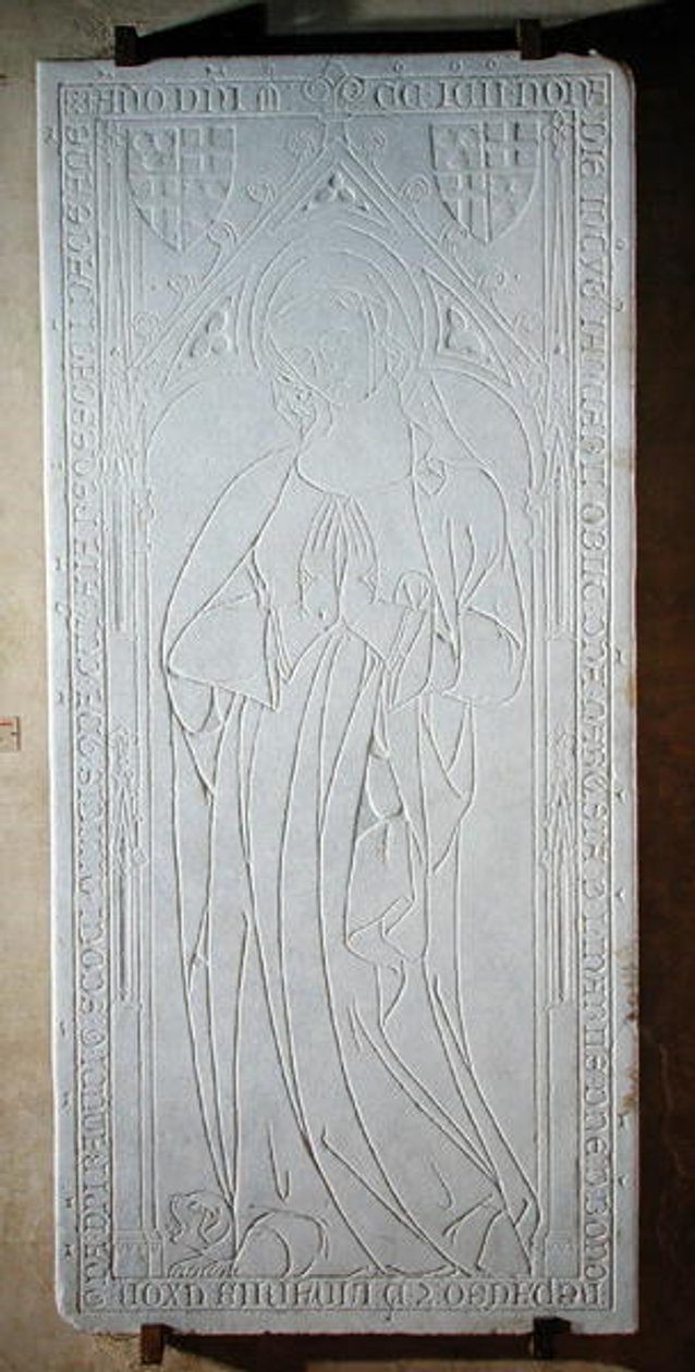Grabstein mit einem Porträt der Marquiesa de Linares, 1391 von French School