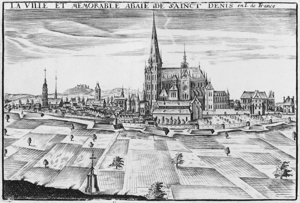 Stadt und denkwürdige Abtei von Saint-Denis von French School