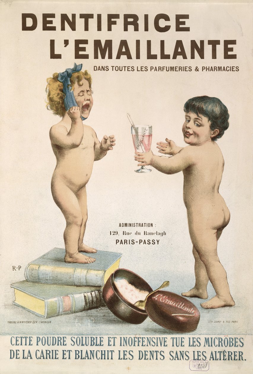 Werbung für LEmaillante Zahnpasta, 1892 von French School