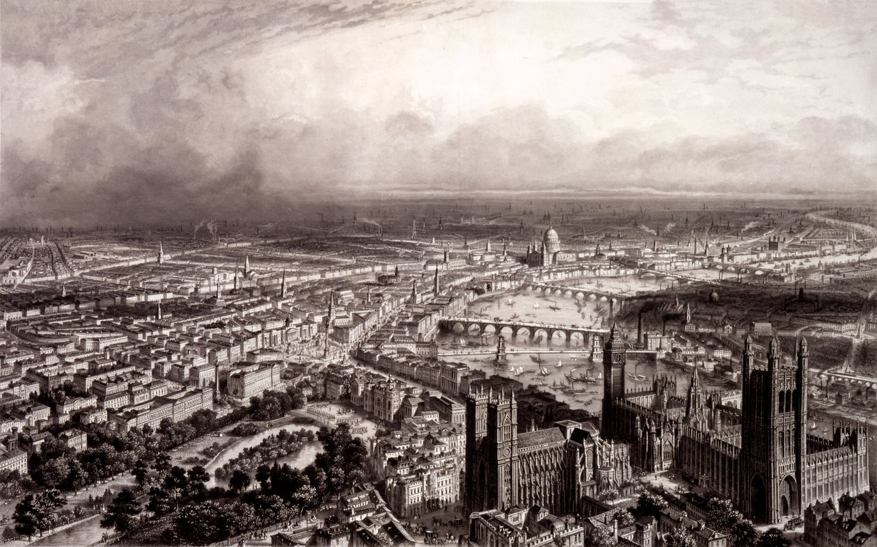 Vogelperspektive von London, ca. 1840-55 von French School