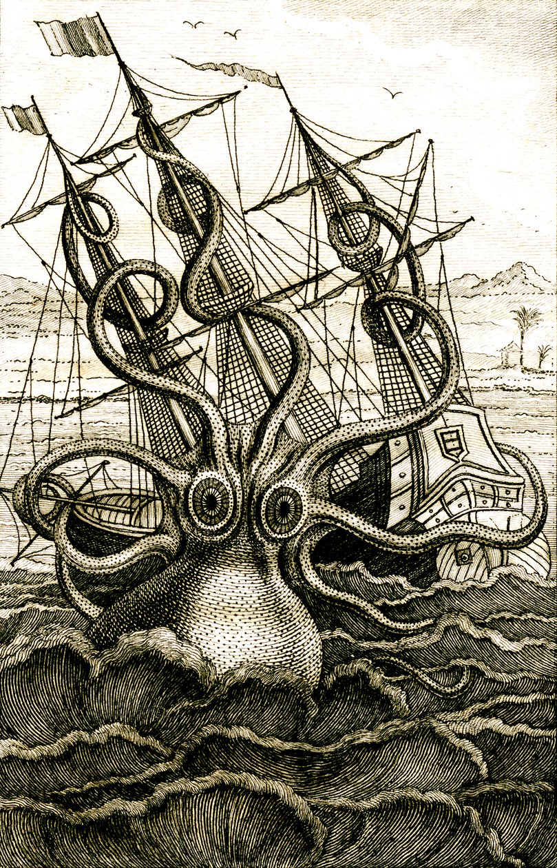 Kolossaler Oktopus, um 1802 (Gravur) von French School