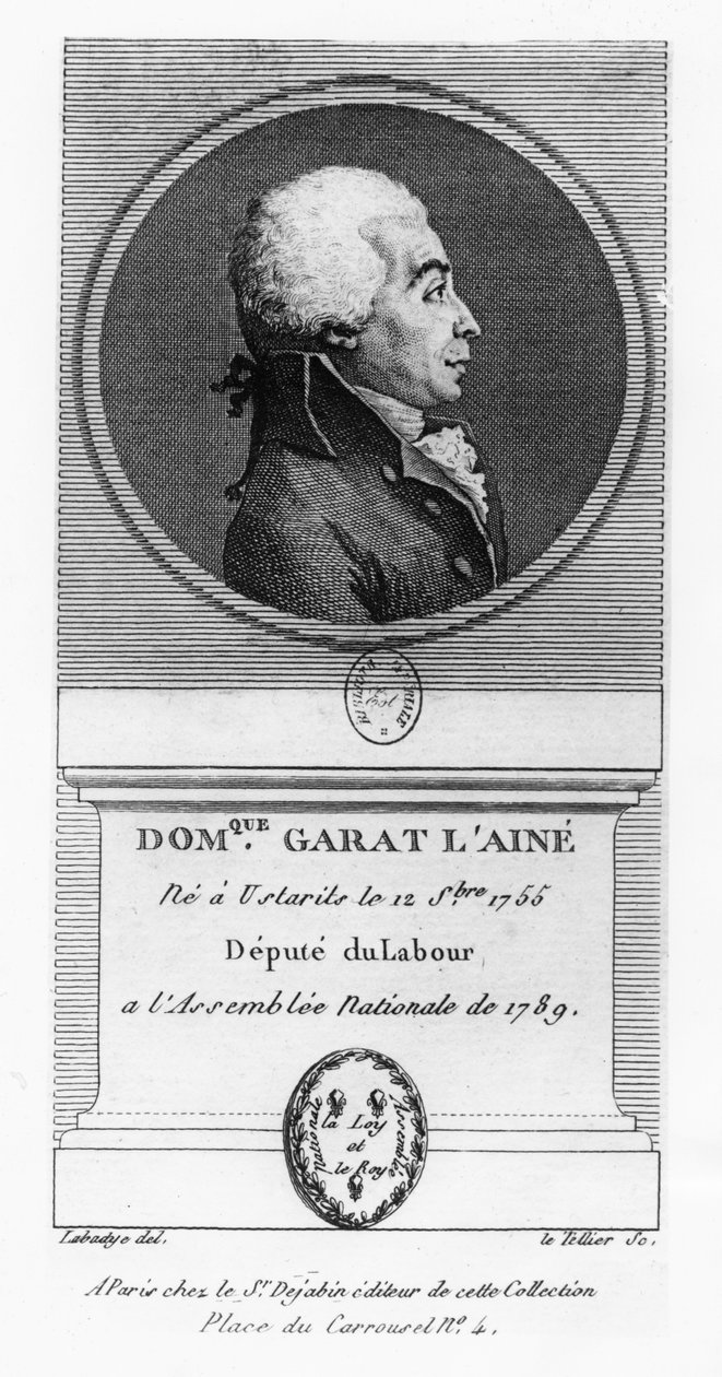 Dominique-Joseph, Comte de Garat (Stich) von French School