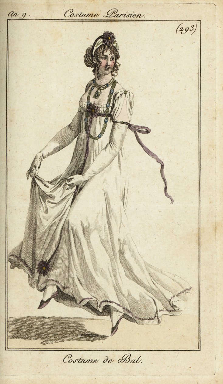 Modische Frau tanzt in einem Ballkleid von French School