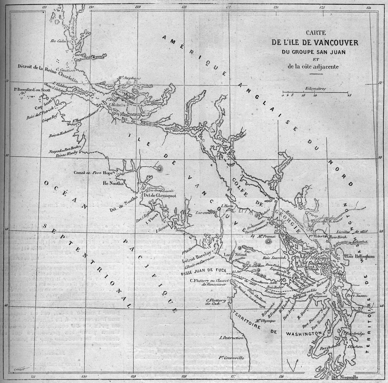 Geografische Karte von Vancouver Island von French School