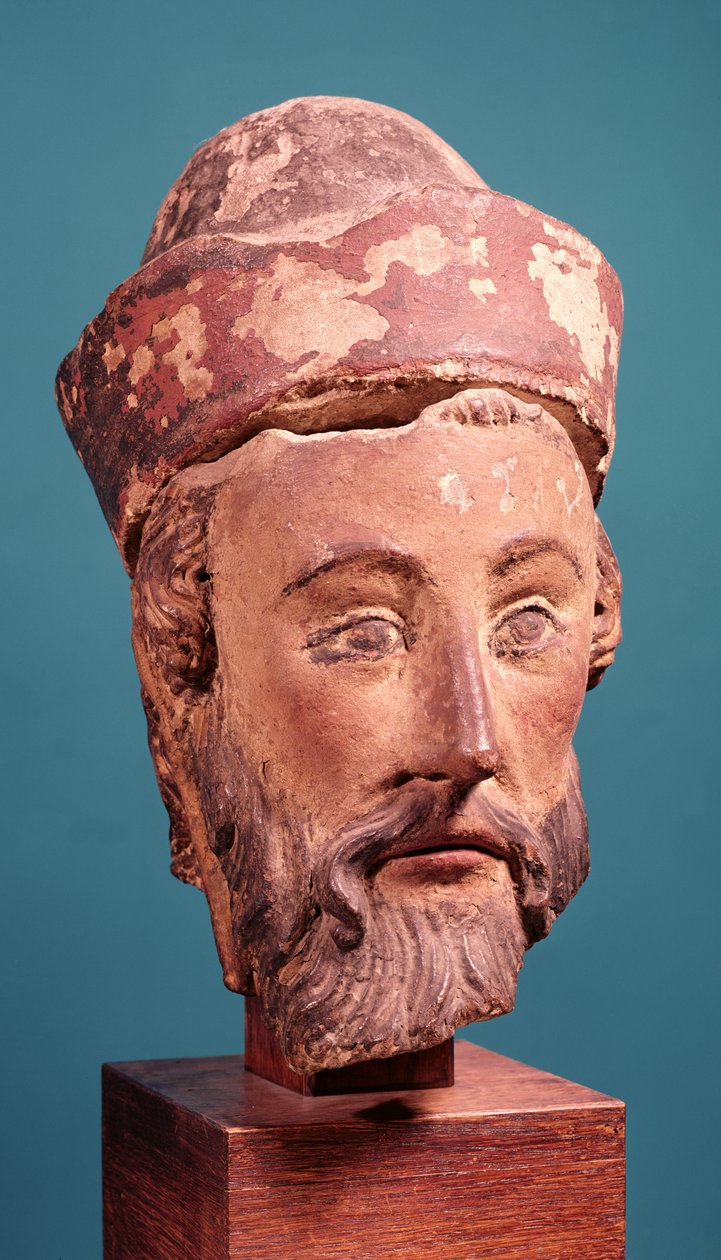 Kopf von Joseph von Arimathäa (polychromer Stein) von French School