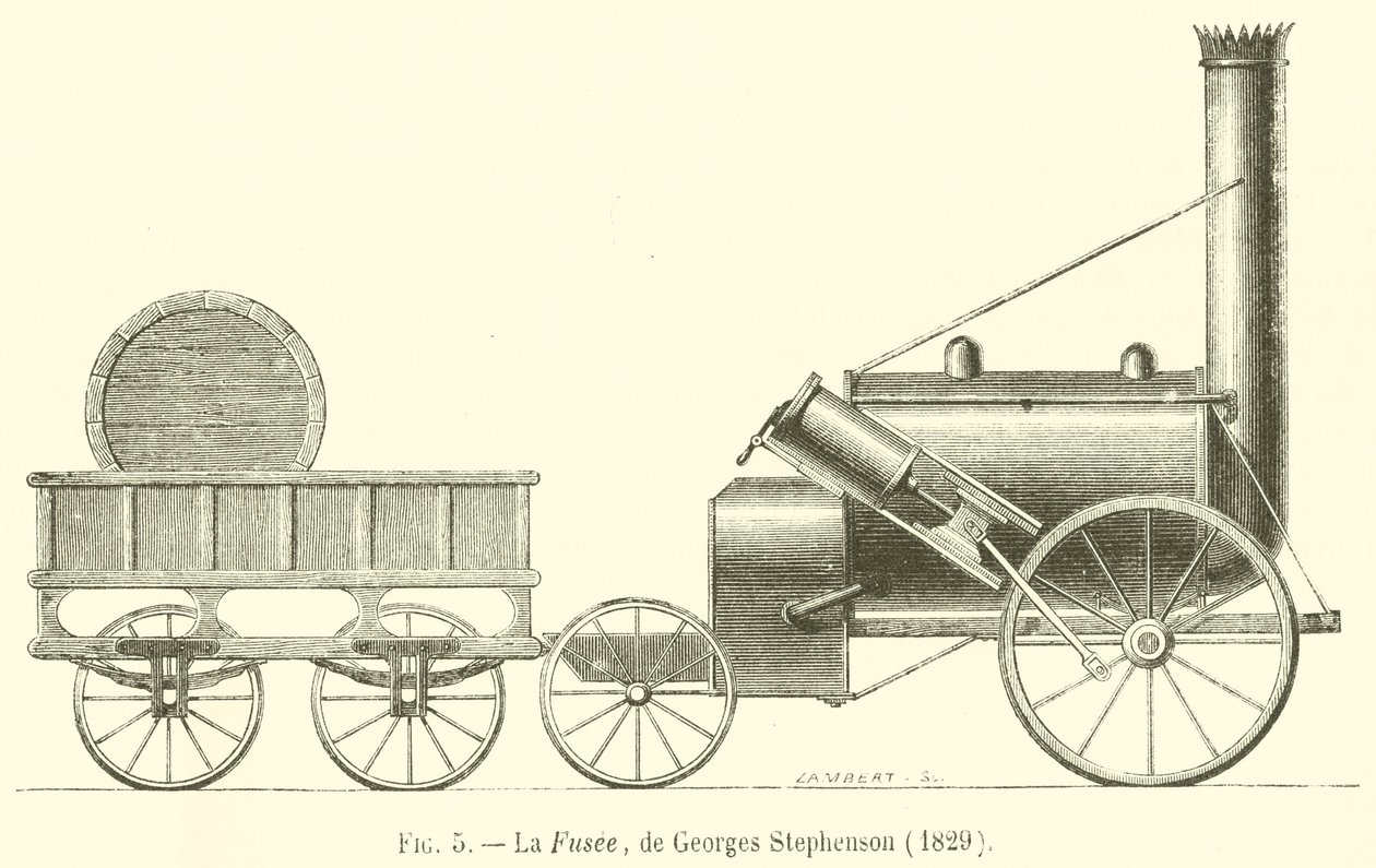 Die Rakete von George Stephenson von French School