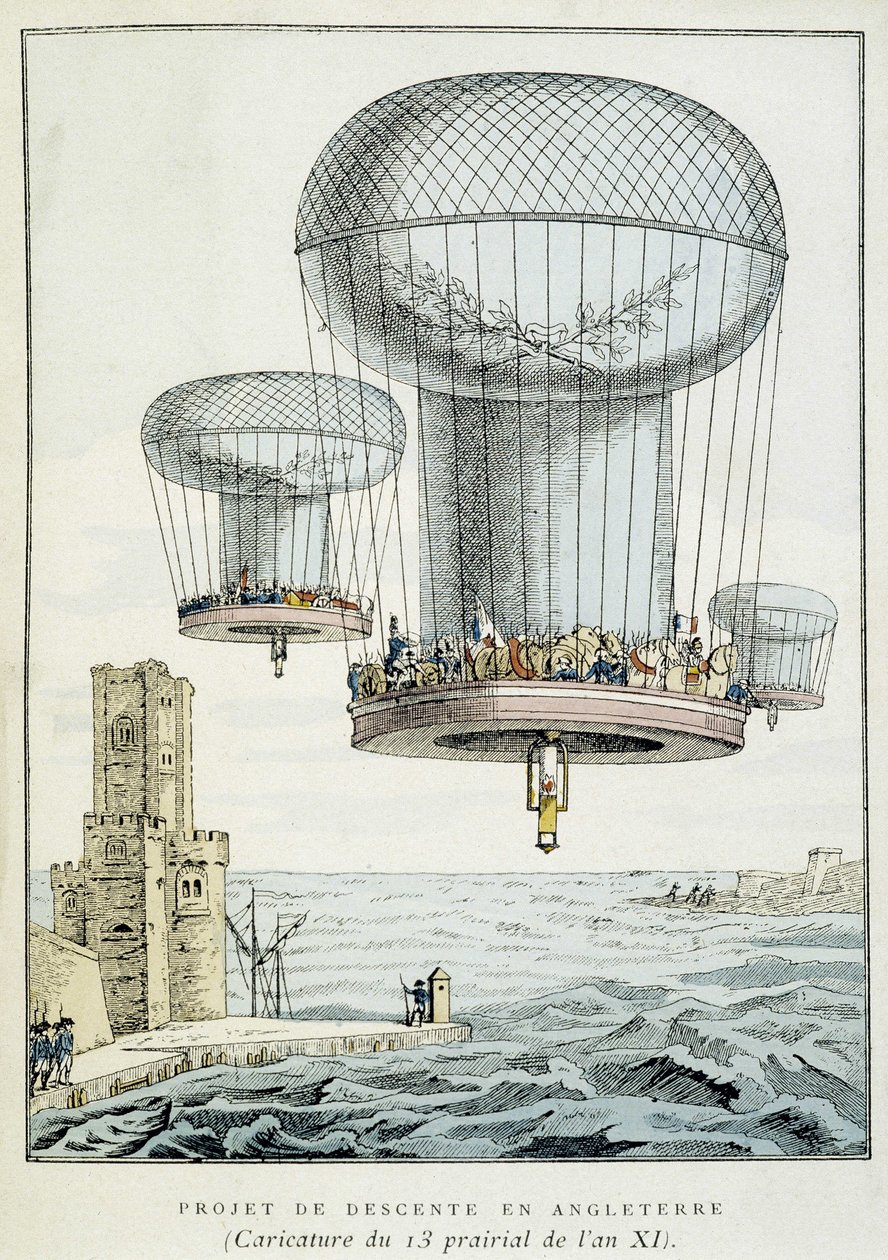 Militärischer Ballonabstieg nach England von French School