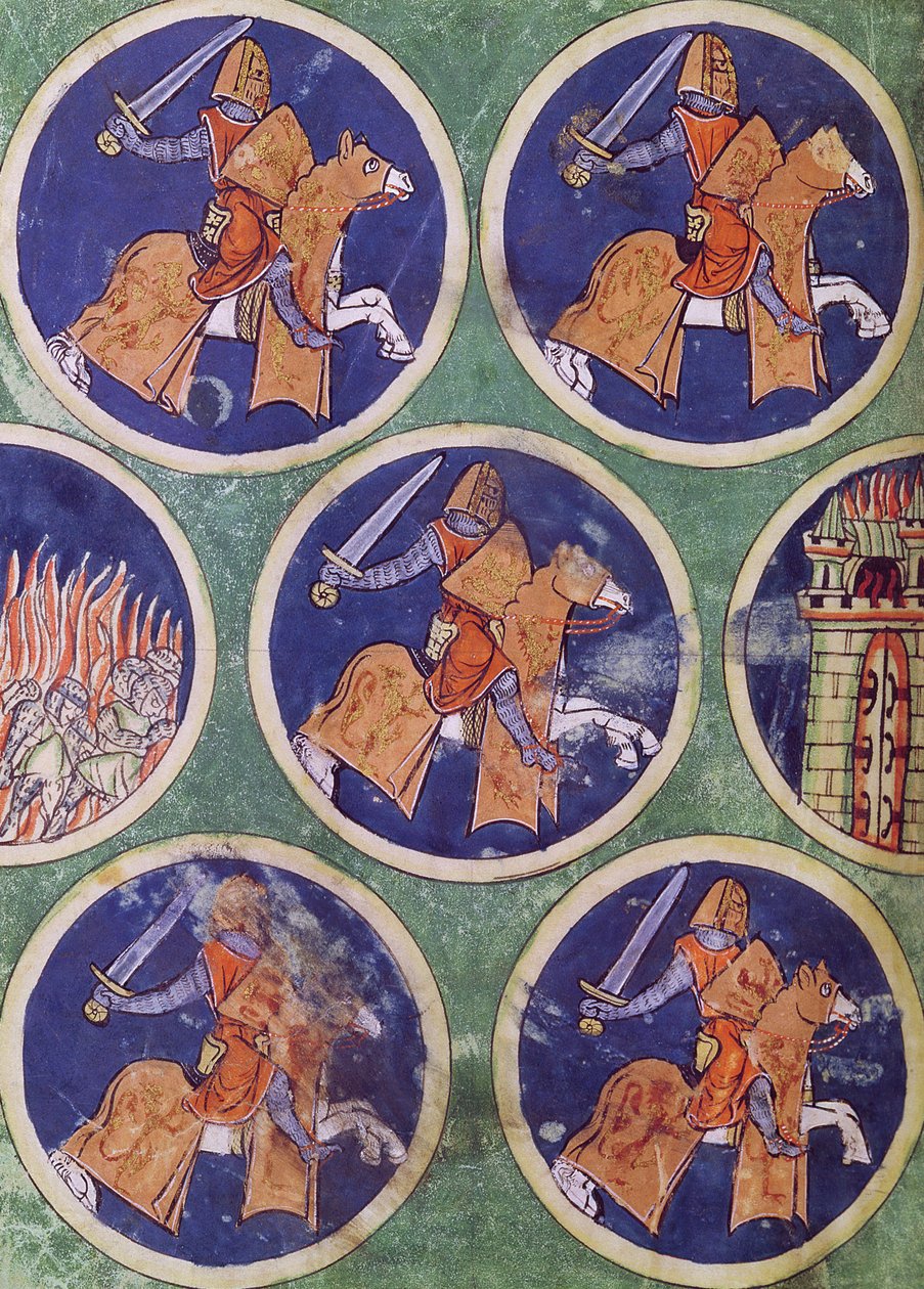 Ms 3516 fol.217v Fünf Ritter von French School