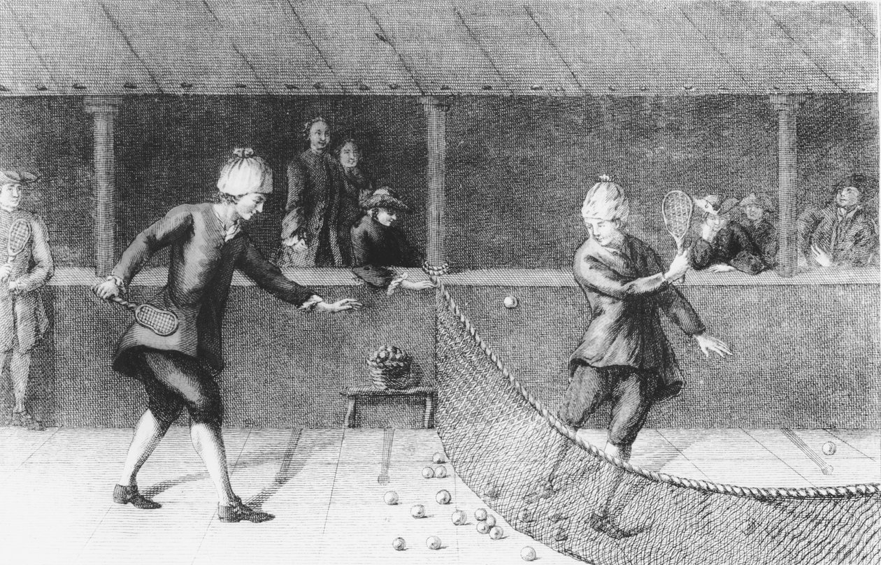 Jeu de Paume in Paris spielen (Gravur) von French School