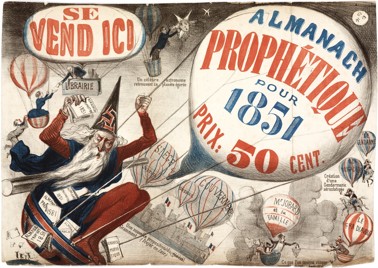 Plakat zur Werbung für den Almanach Prophetique, 1851 von French School