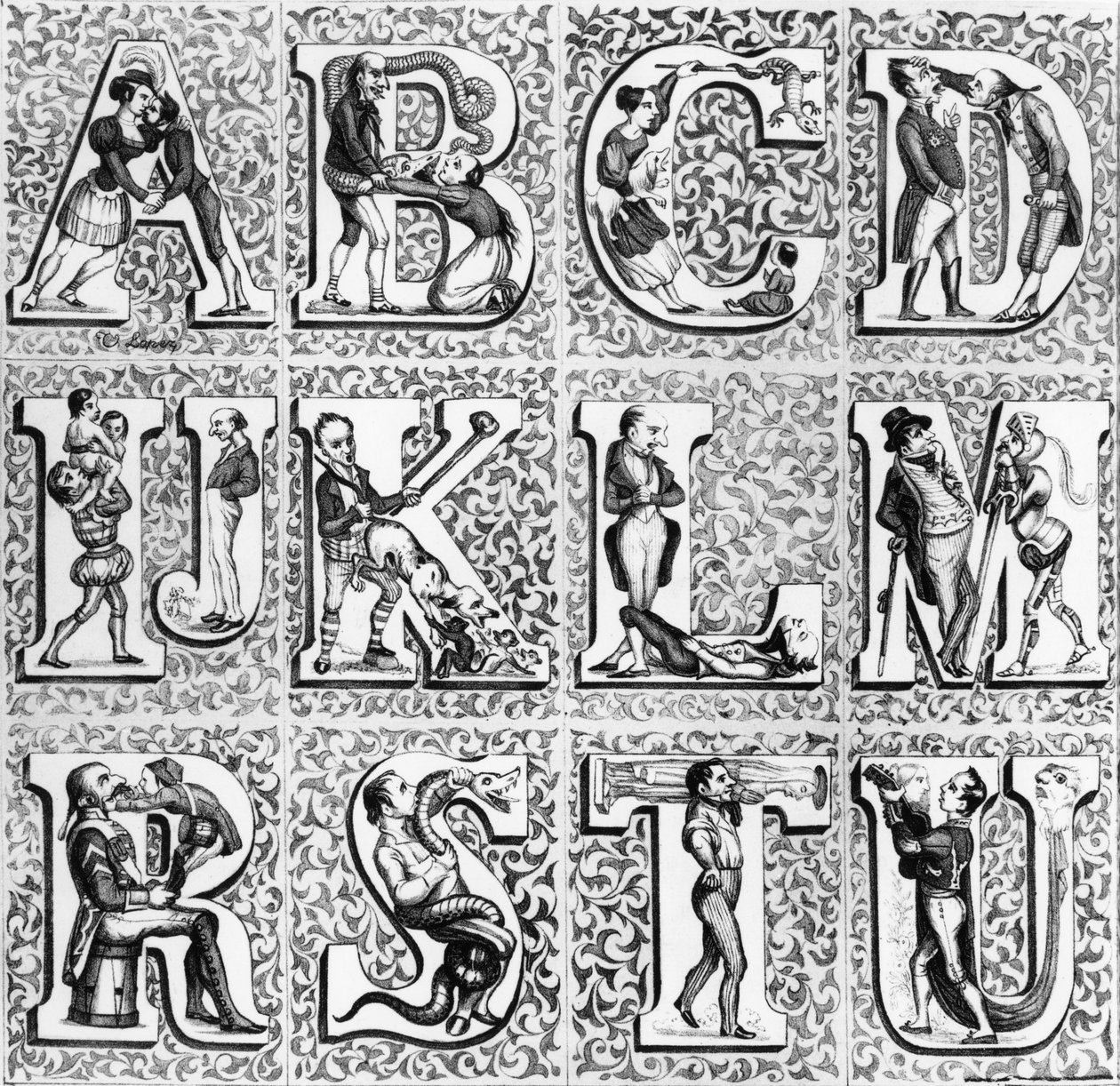 Romantisches Alphabet von French School