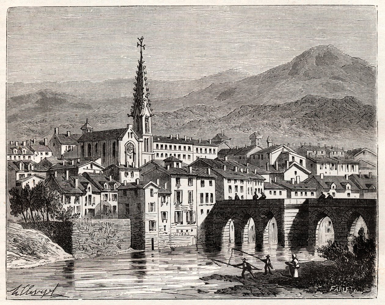 Saint-Antonin-Noble-Val (Saint Antonin Noble Val) - Languedoc-Roussillon-Midi-Pyrenee - Gravur in „France illustree: geographie, histoire, administration statistique“ von V.A. Malt-Brown. 1884 von French School