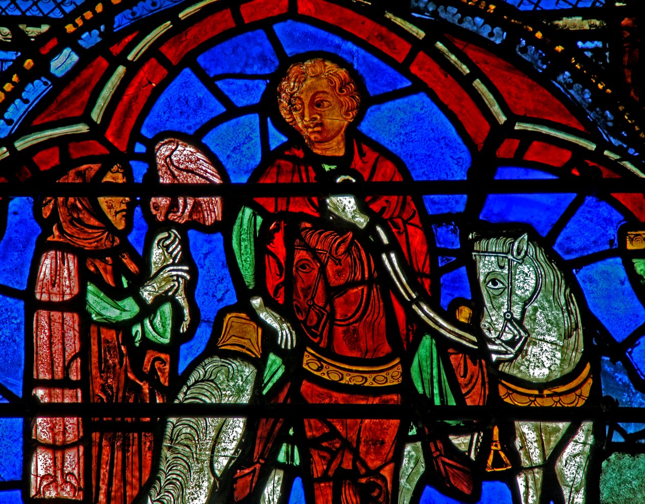 St. Cheron Fenster: Falkenjagd? von French School