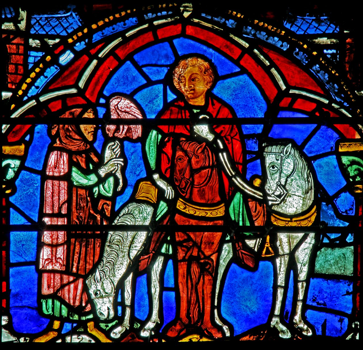St. Cheron Fenster: Falkenjagd? von French School
