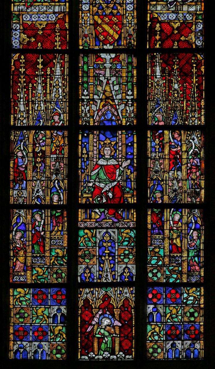 Fenster, das König Salomo auf dem Thron darstellt von French School