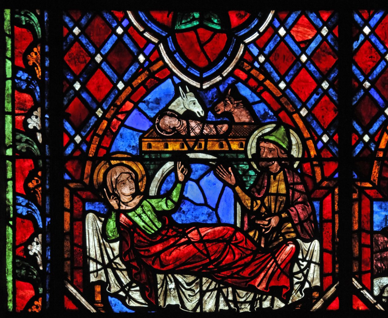 Fenster w01, die Geburt Christi darstellend von French School