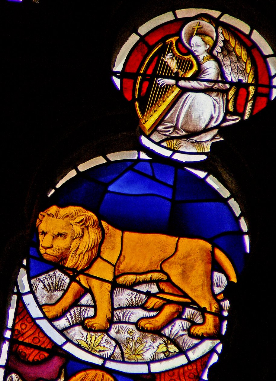 Fenster w114 Darstellung des Tierkreiszeichens Löwe von French School