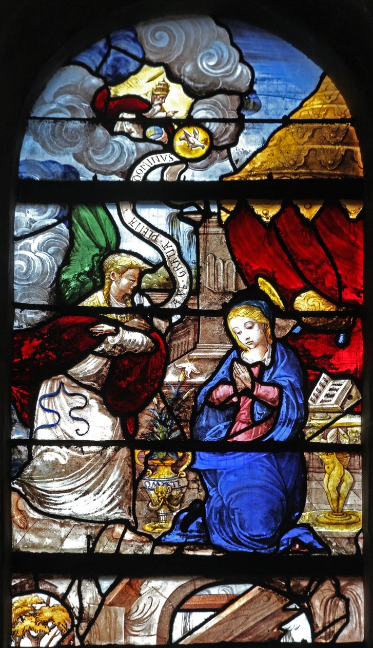 Fenster w16, das die Verkündigung darstellt von French School