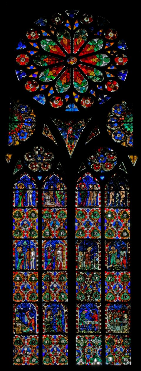 Fenster w17, die Schöpfung und Genesis darstellend von French School