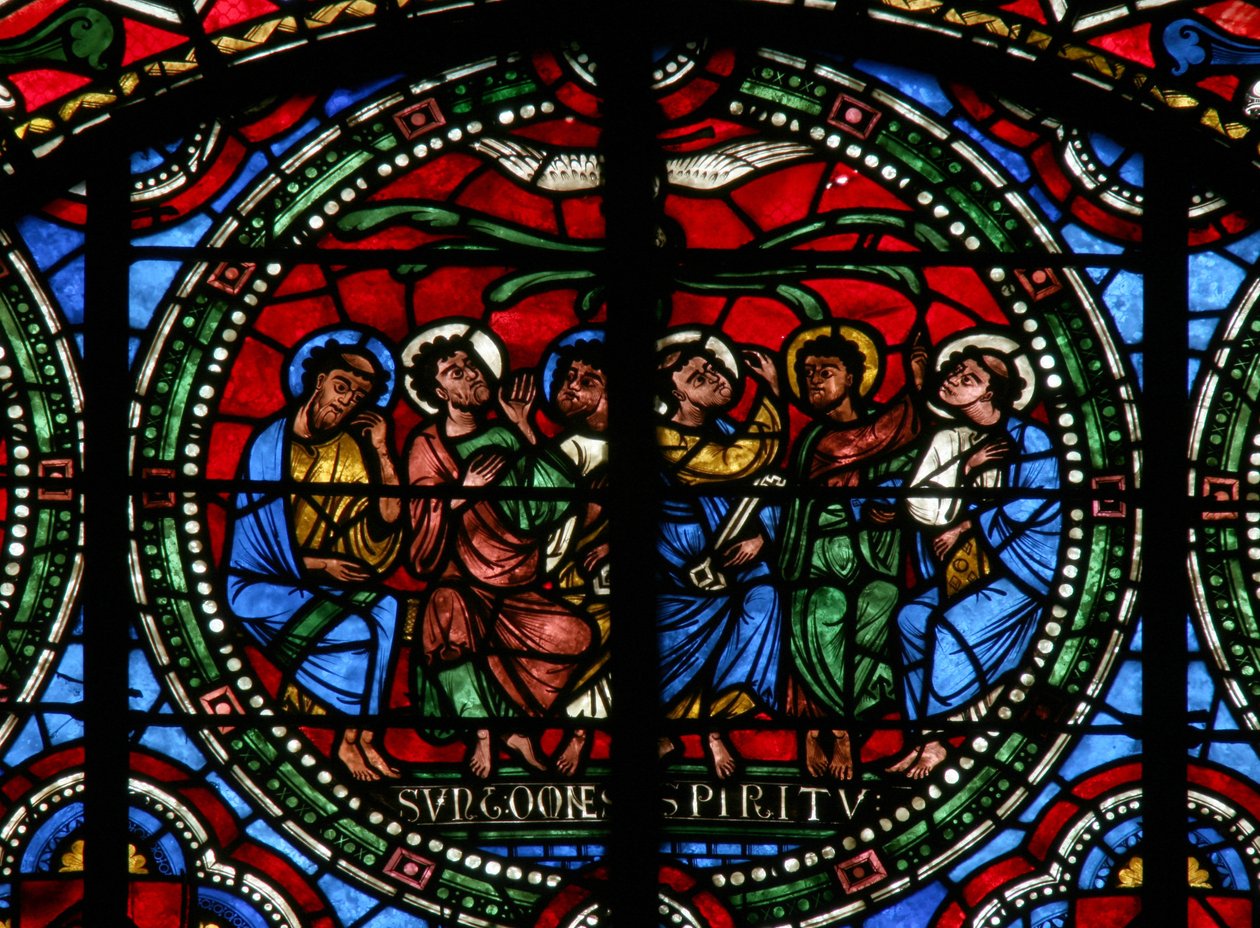 Fenster Nr. 2, Darstellung von Pfingsten (modern) von French School