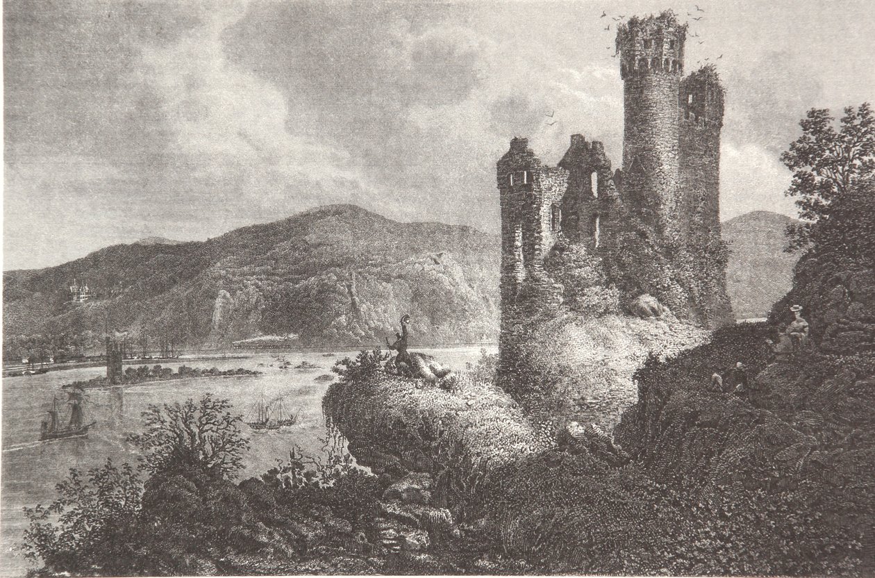 Mäuseturm und Ehrenfels von Pierre Joseph Redouté