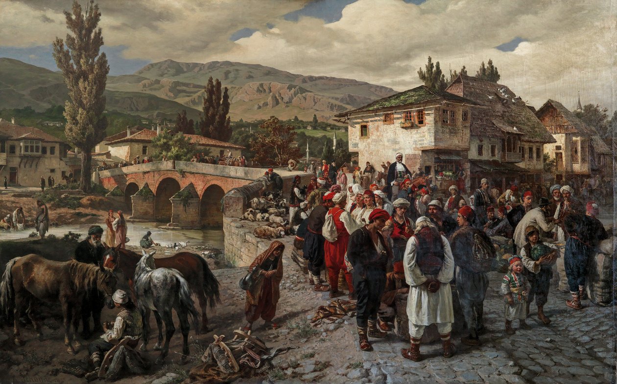 An der lateinischen Brücke in Sarajewo von Friedrich Alois Schönn