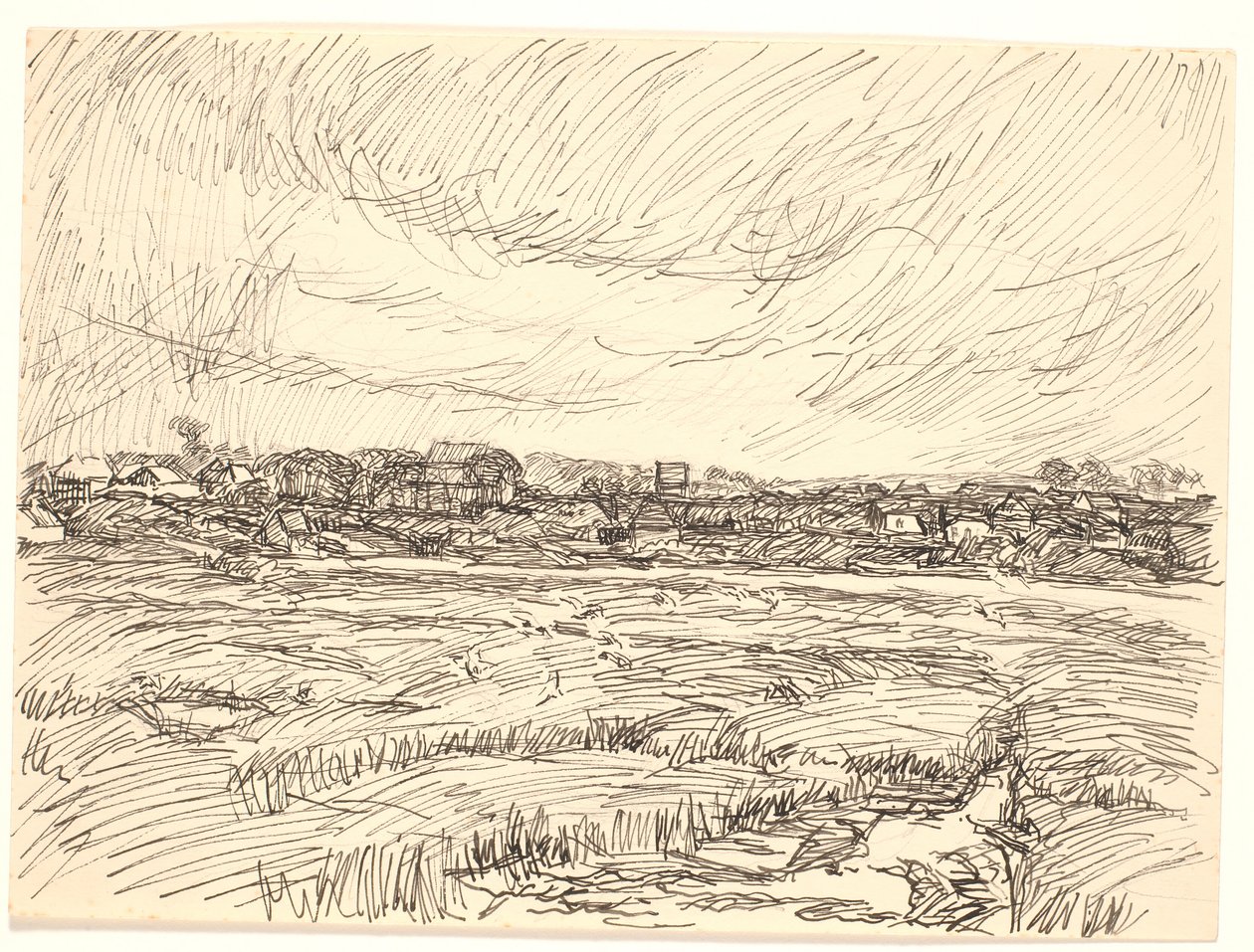 Landschaft mit Dorf von Fritz Syberg