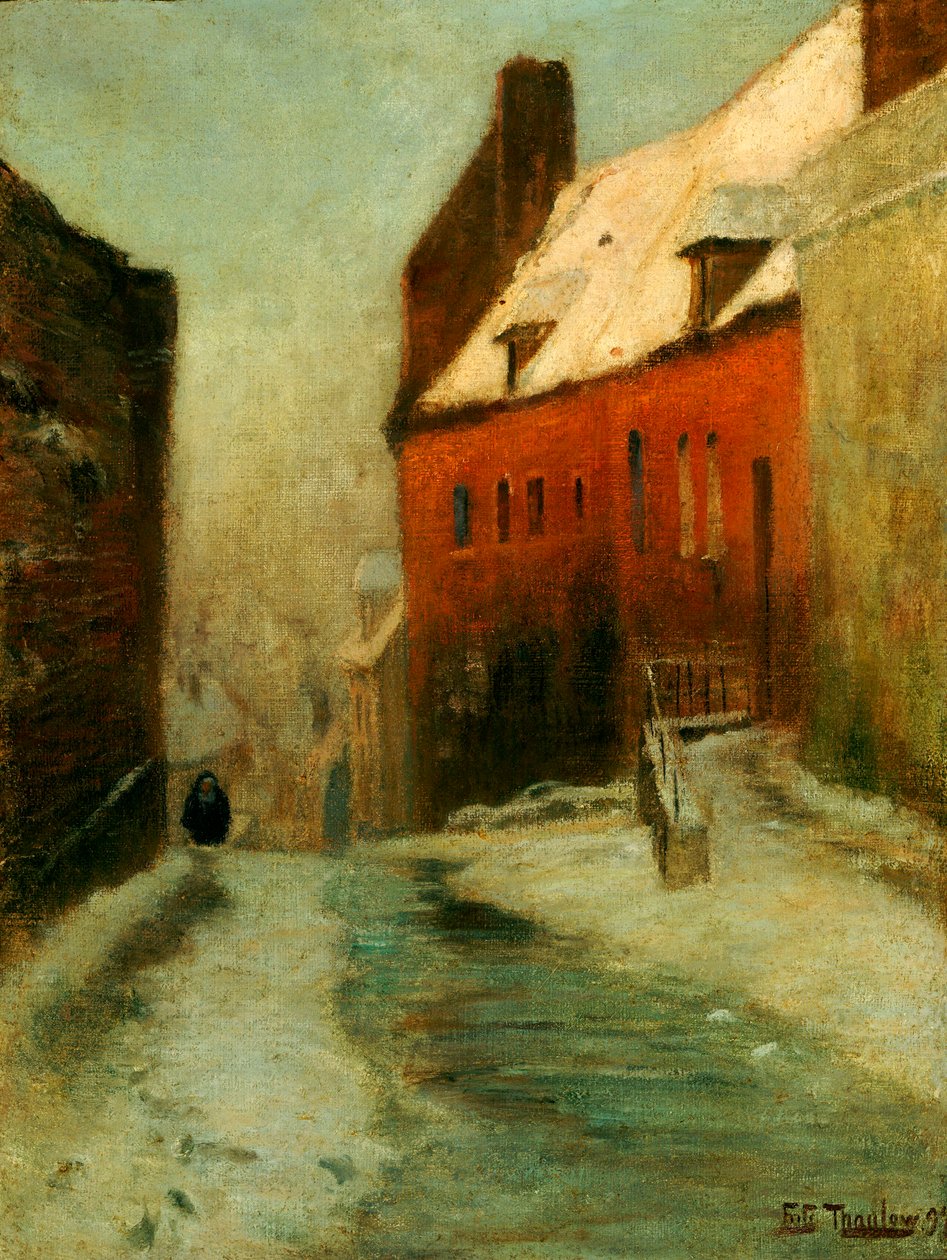 Eine Winterstraßenszene, Montreuil, 1894 von Frits Thaulow