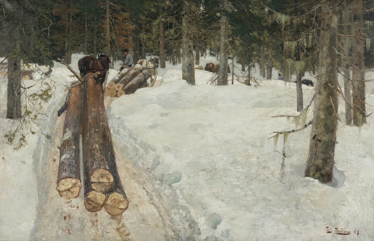 Holz treiben von Fritz Thaulow
