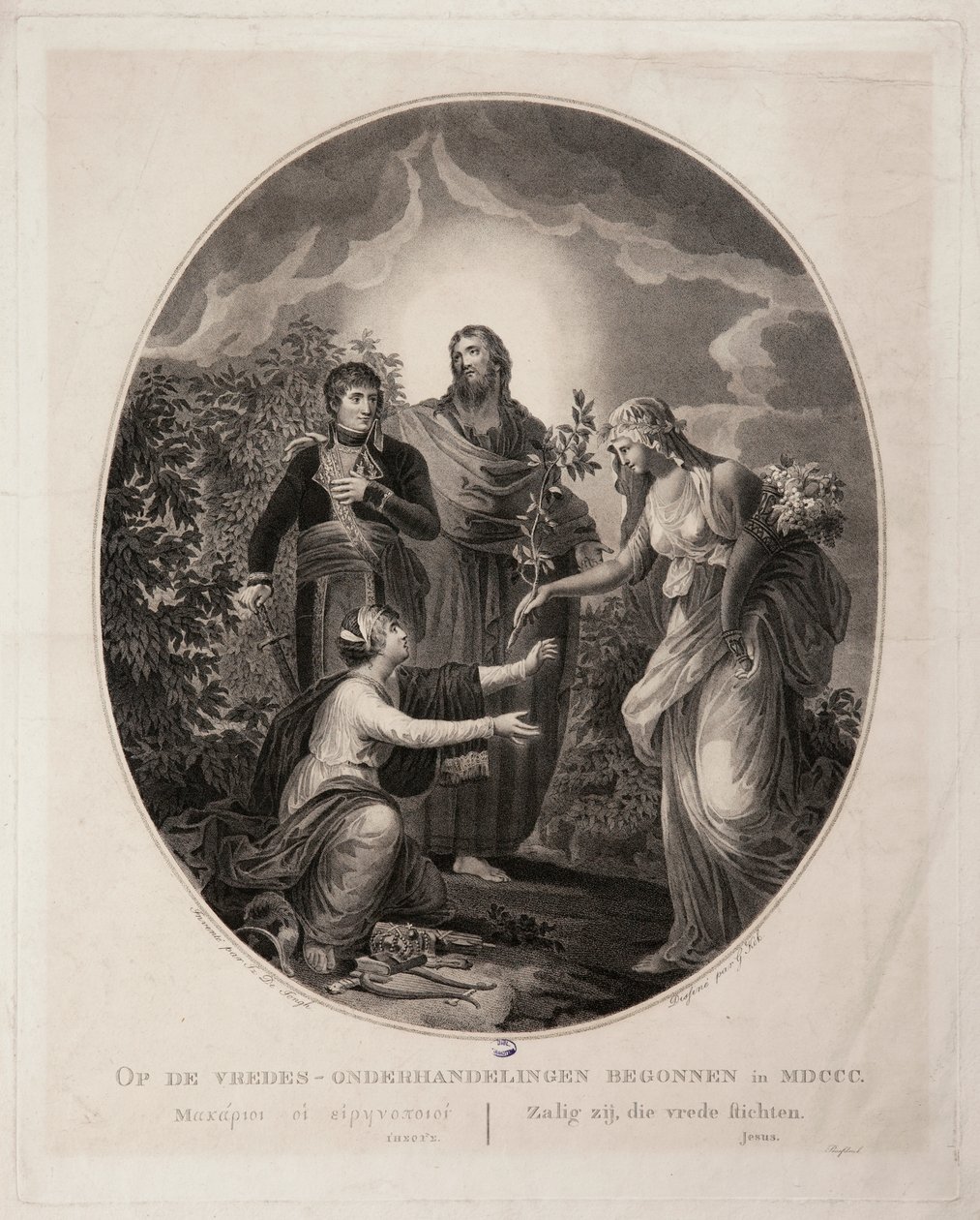 Allegorie, Bonaparte bringt Frieden in die Niederlande im Jahr 1800 von G. Kok