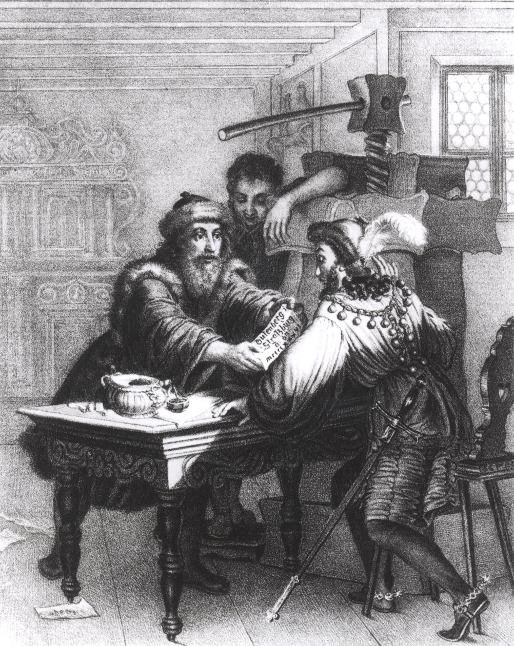 Die Erfindung des Drucks, 1827 von Gabriel Christophe Guerin