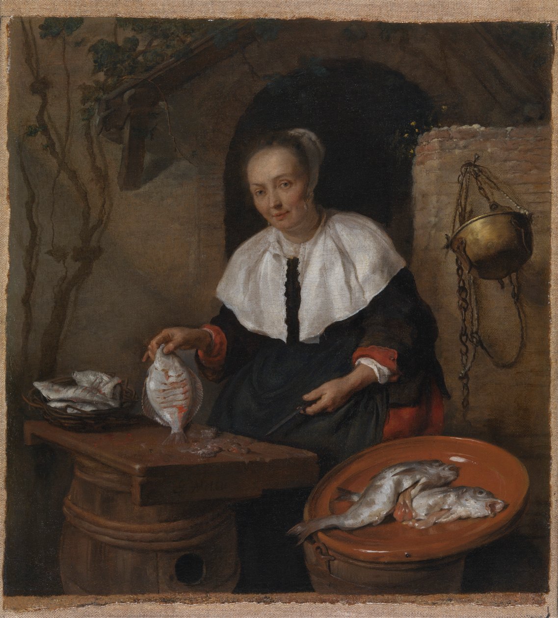 Frau beim Fischeputzen von Gabriel Metsu