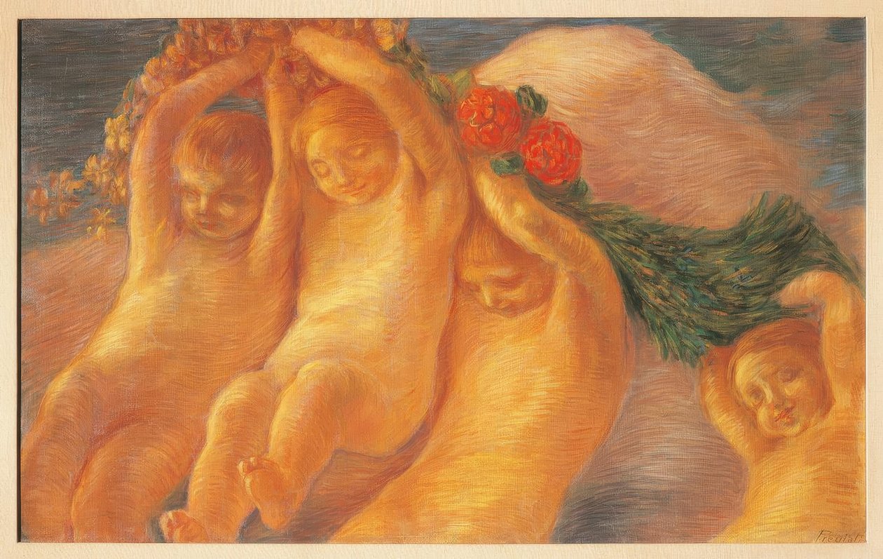 Putti mit einem Kranz von Gaetano Previati