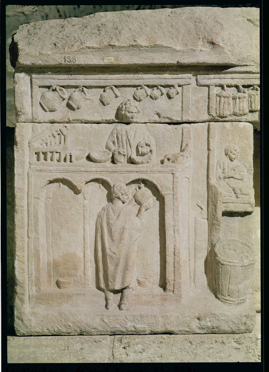 Relief, das einen Weinhändler darstellt, 2.-3. Jahrhundert von Gallo Roman