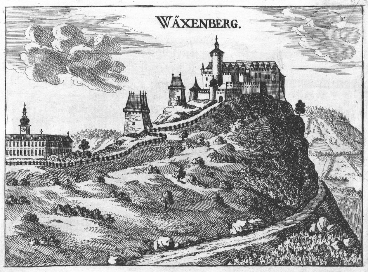 Schloss Waxenberg in Oberösterreich, Zeichnung von M. Vischer 1674 von Georg Matthaus Vischer
