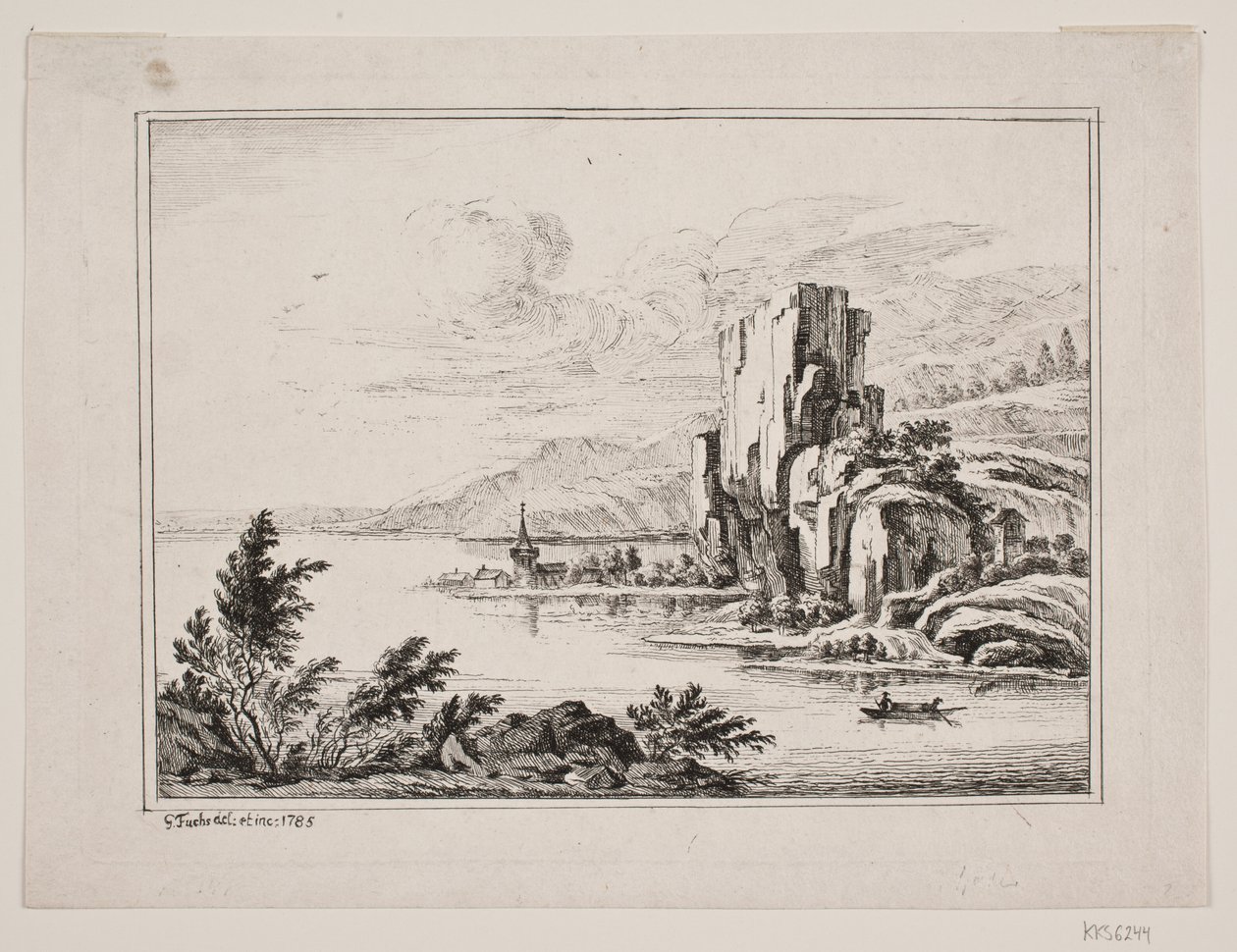 Gebirgslandschaft an einem See von Georg Mathias Fuchs