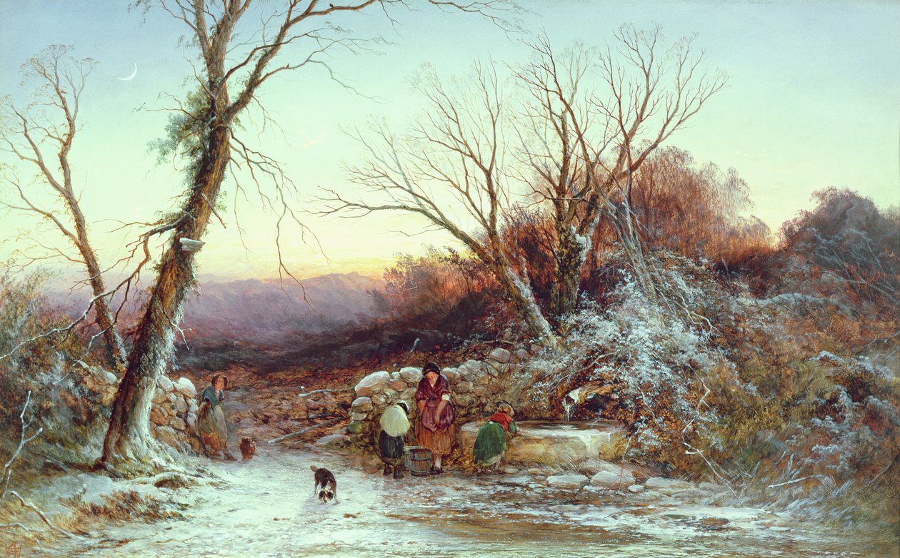Die Quelle am Straßenrand: Winterabend von George Alfred Williams