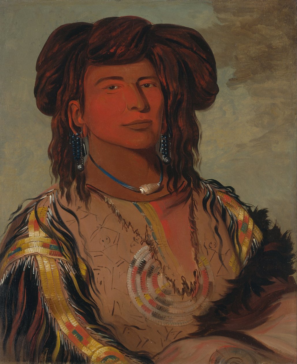Ha-wón-je-tah, Ein Horn, Häuptling des Miniconjou-Stammes von George Catlin