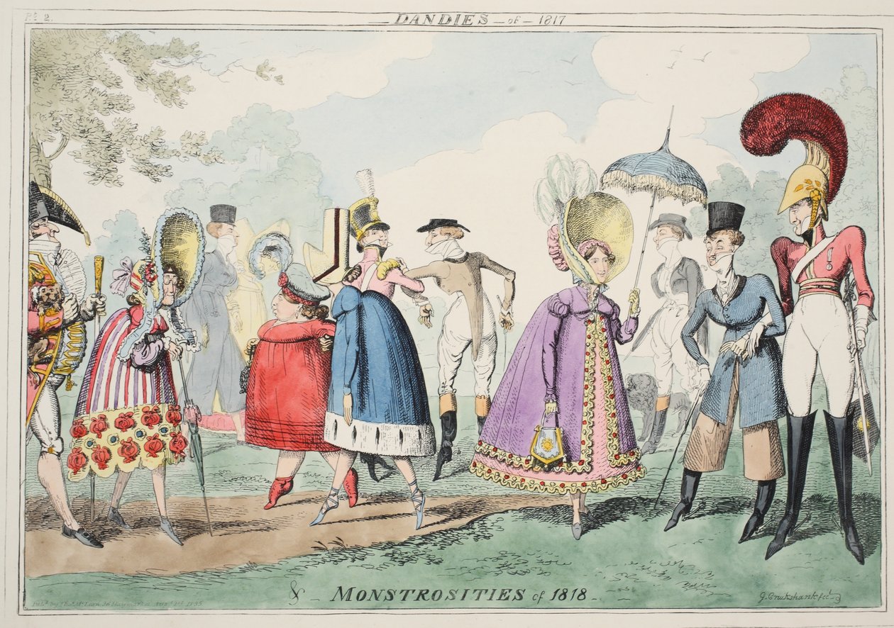 Dandies von 1817 und Monstrositäten von 1818, veröffentlicht 1835 von George Cruikshank