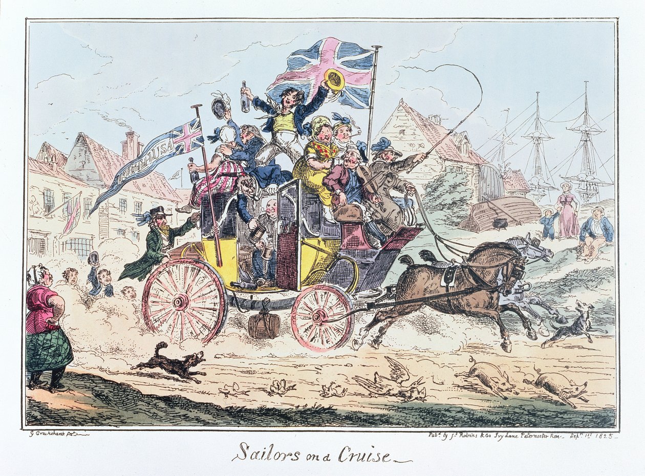 Matrosen auf einer Kreuzfahrt, veröffentlicht von James Robins, 1. September 1825 von George Cruikshank