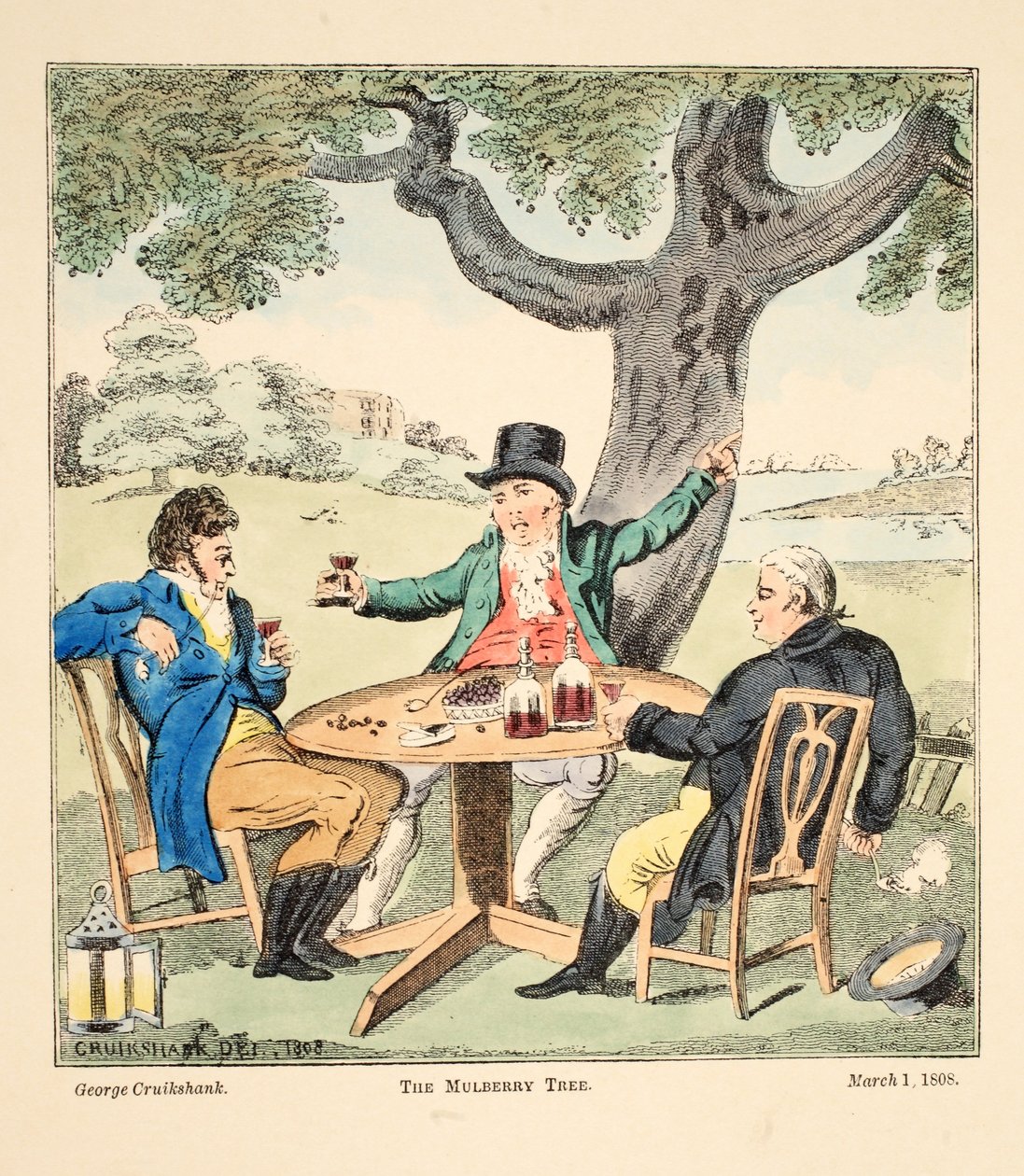 Der Maulbeerbaum, veröffentlicht 1808 (handkolorierter Stich) von George Cruikshank